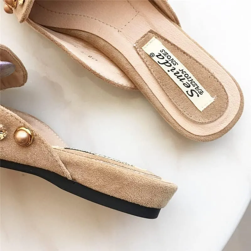 AINIJIA&HOLO Luxurious Rhinestone Cherry Metal Pointed Toe Flat Shoes,Bridal Wedding Shoes Work Casual Slip-On Dress Shoes