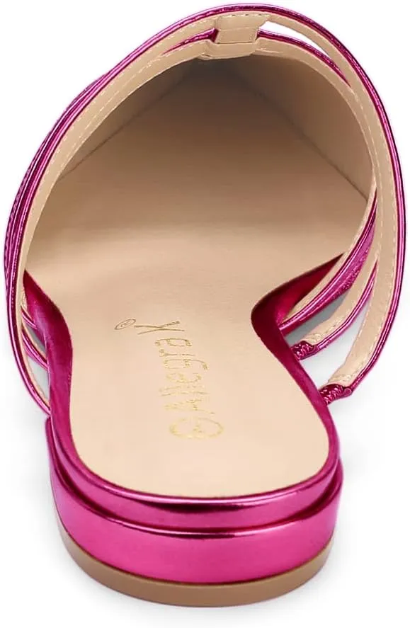 Allegra K Women's Glitter Pointed Toe Flat Mules