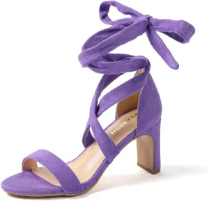 Amoji Women 3 Inch Strappy Heels Lady Heeled Sandal Strap Up Wedding Party Shoes 333