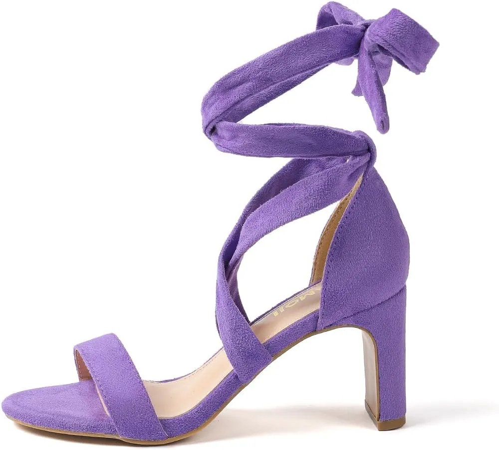 Amoji Women 3 Inch Strappy Heels Lady Heeled Sandal Strap Up Wedding Party Shoes 333
