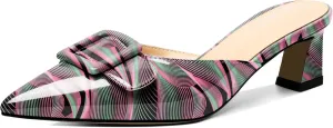 AUMOTE Women's Low Heel Mules Pointed Toe Kitten Heel Sandals Slip On Low Heeled Pump Solid Slippers for Dress Wedding Ladies Shoes 1.96 Inch