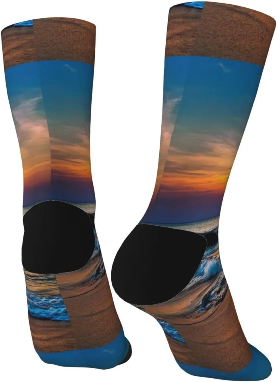 Beach And Sunset Print Crew Socks Unisex Socks Tall,Thick Long Socks Everyday Contrasting Colored Socks