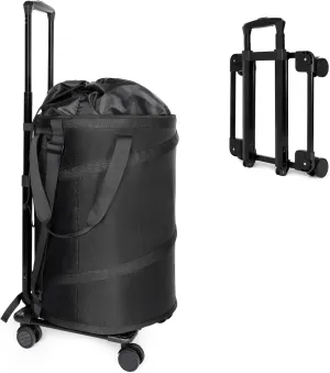 Bukere Laundry Hamper with Wheels, Extra Large 3 in 1 Pop Up Basket with Rolling Trolley, Collapsible Freestanding Carry Bag Wheeled Laundry Cart for Clothes, Laundry Room, Apartment, College Dorm
