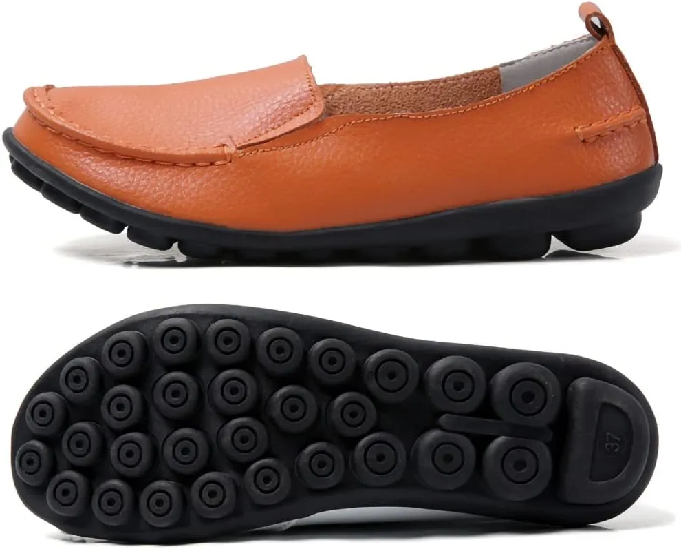 Casual Womens Loafers Shoes Soft Leather Lightweight Classic Penny Slip-on Loafers Outdoor Indooor Walking Driving Moccasins Flats for Womens Nurse Loafers Flats