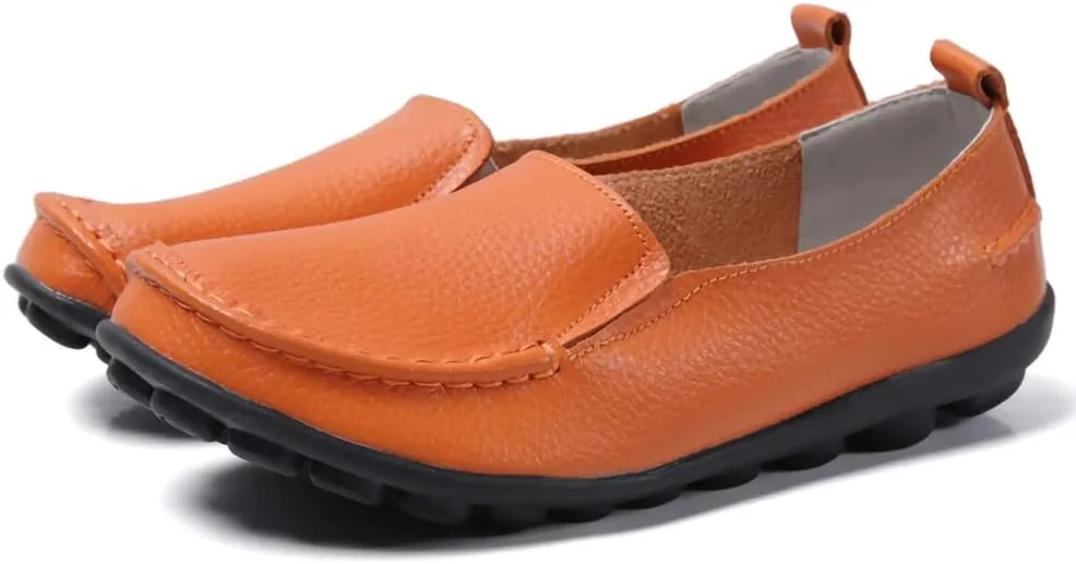 Casual Womens Loafers Shoes Soft Leather Lightweight Classic Penny Slip-on Loafers Outdoor Indooor Walking Driving Moccasins Flats for Womens Nurse Loafers Flats