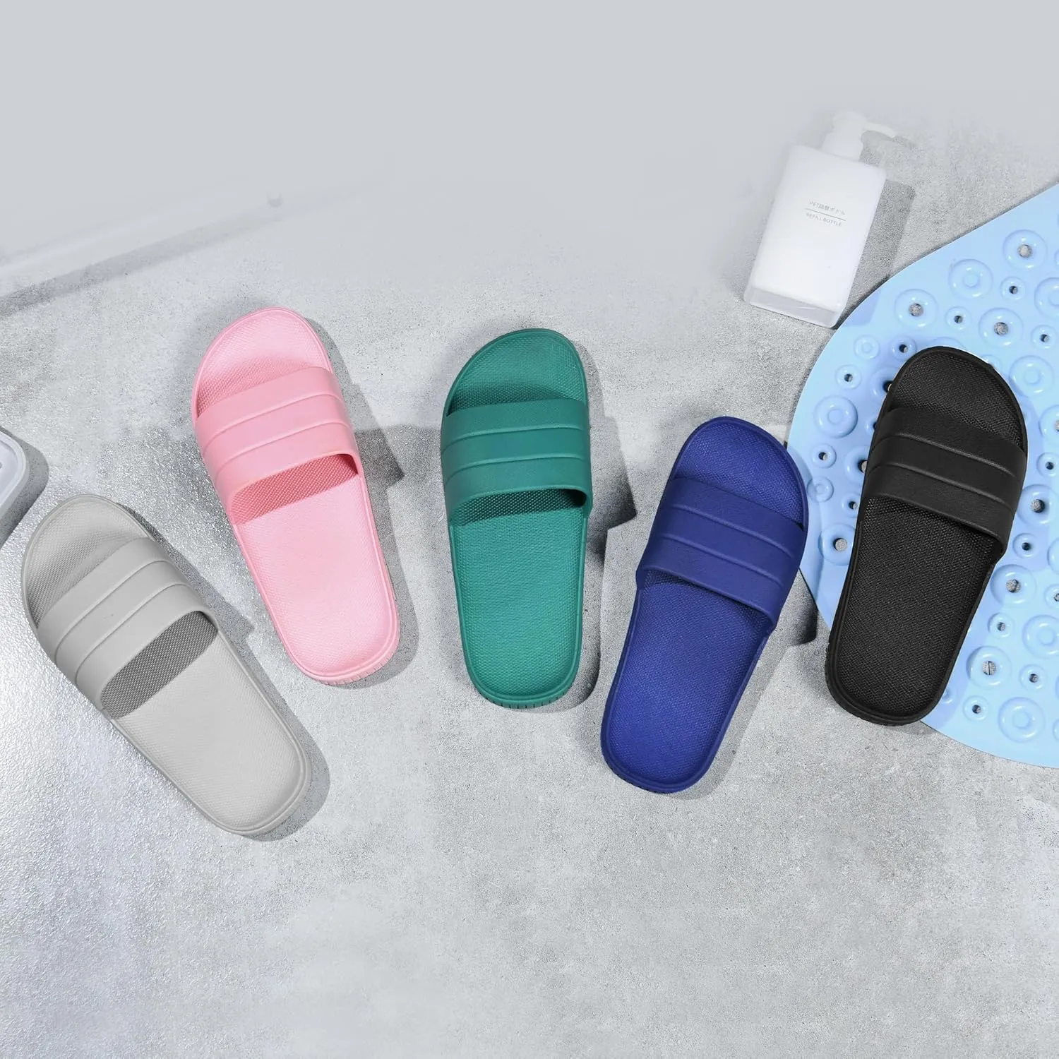 clootess Shower Slide Shoes for Men and Women Home Sandal Bath Slipper Indoor House Pool College Dorm Non-Slip