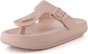 CUSHIONAIRE Women's Flo thong recovery cloud pool slide sandal with  Comfort
