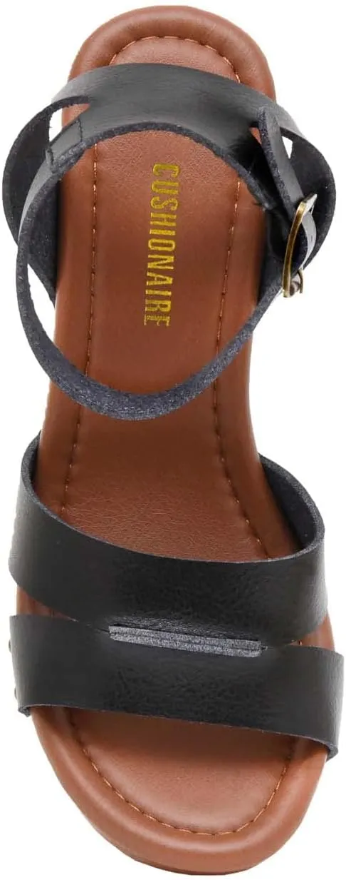 CUSHIONAIRE Women's Sandra Faux Wood Sandal  LiteSole Technology, Wide Widths Available