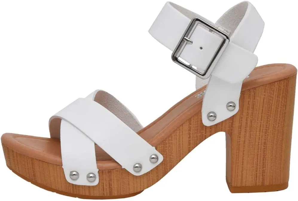 CUSHIONAIRE Women's Sayer Faux Wood Sandal  LiteSole Technology, Wide Widths Available