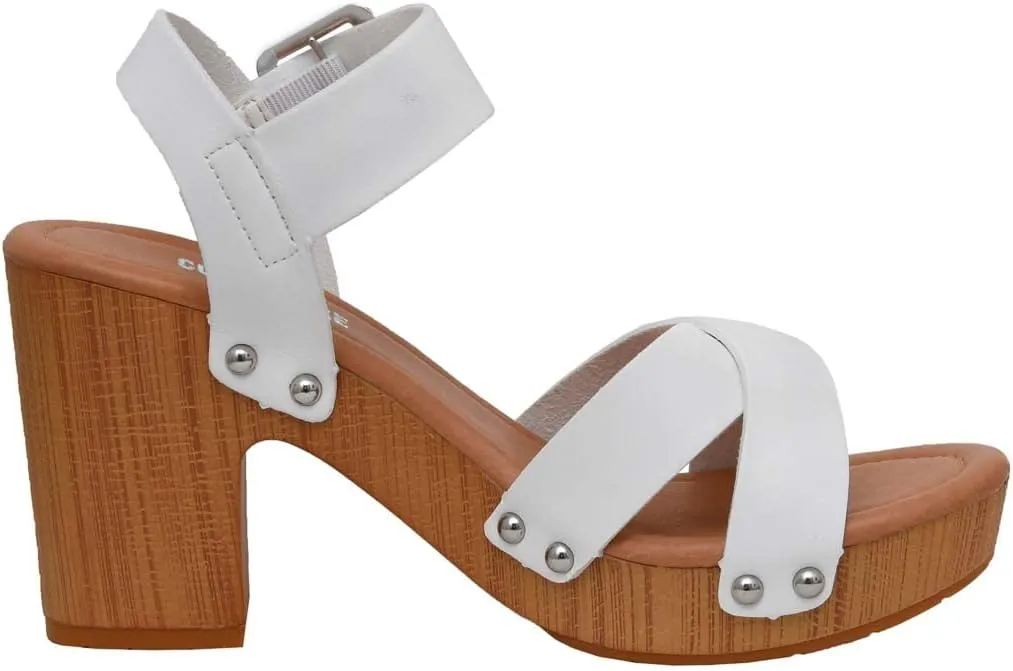 CUSHIONAIRE Women's Sayer Faux Wood Sandal  LiteSole Technology, Wide Widths Available