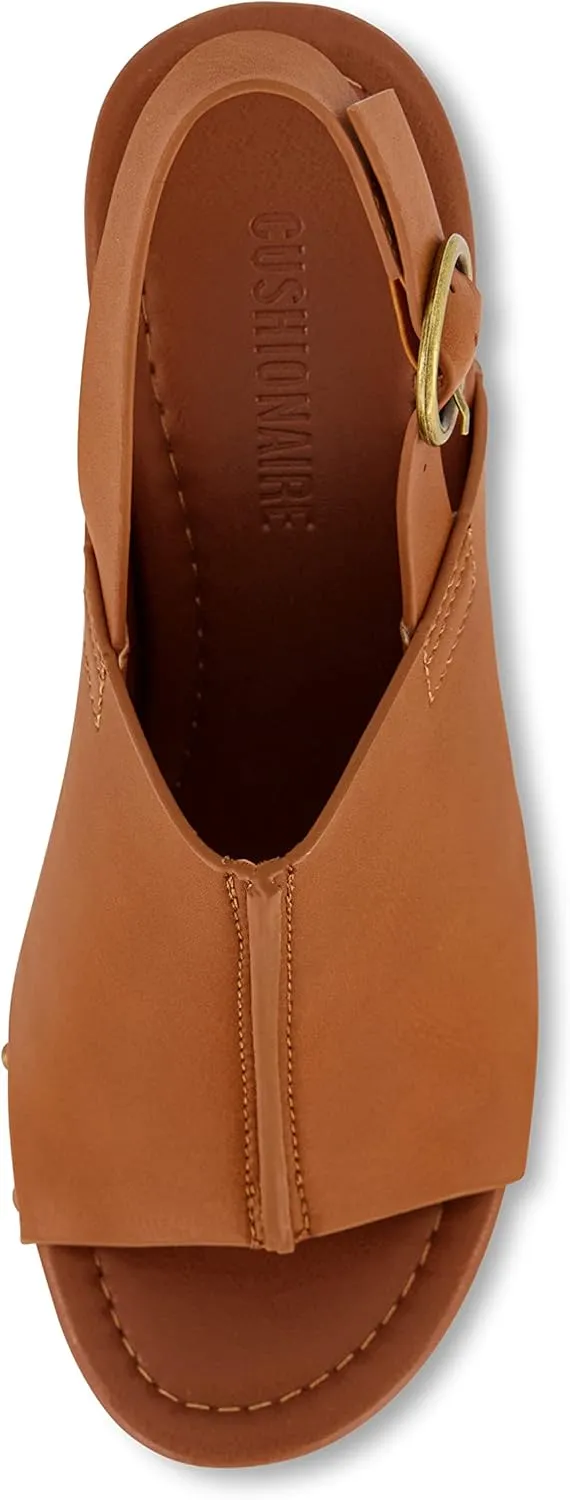 CUSHIONAIRE Women's Sisi Faux Wood Sandal  Comfort Foam & LiteSole Technology, Wide Widths Available
