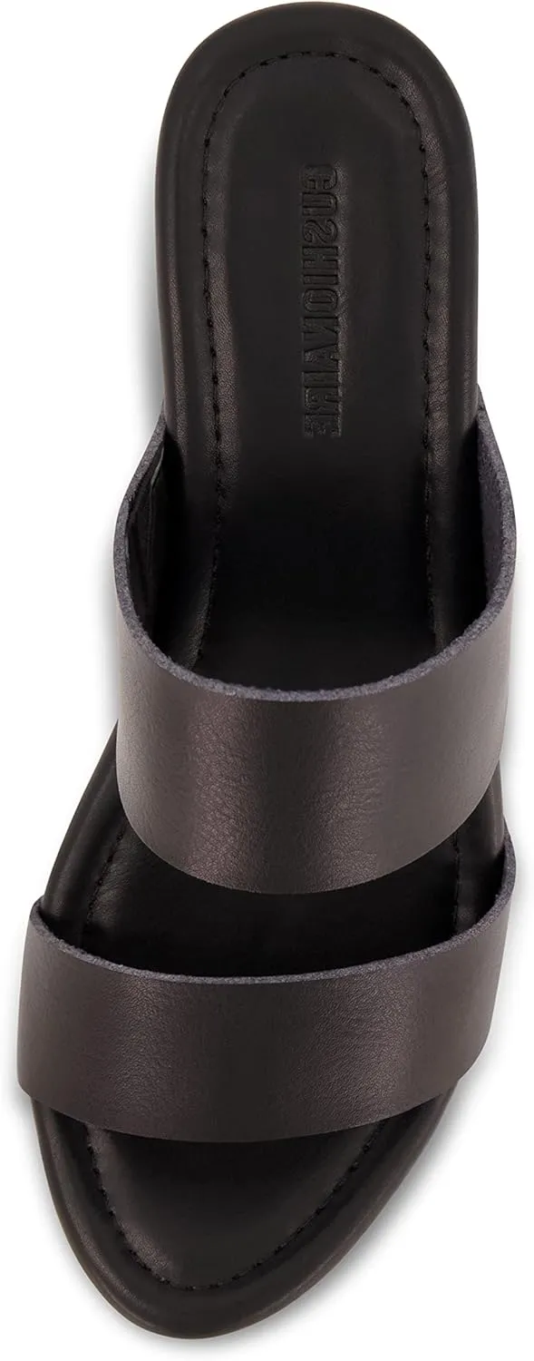 CUSHIONAIRE Women's Sky Faux Wood Sandal  Comfort Foam & LiteSole Technology