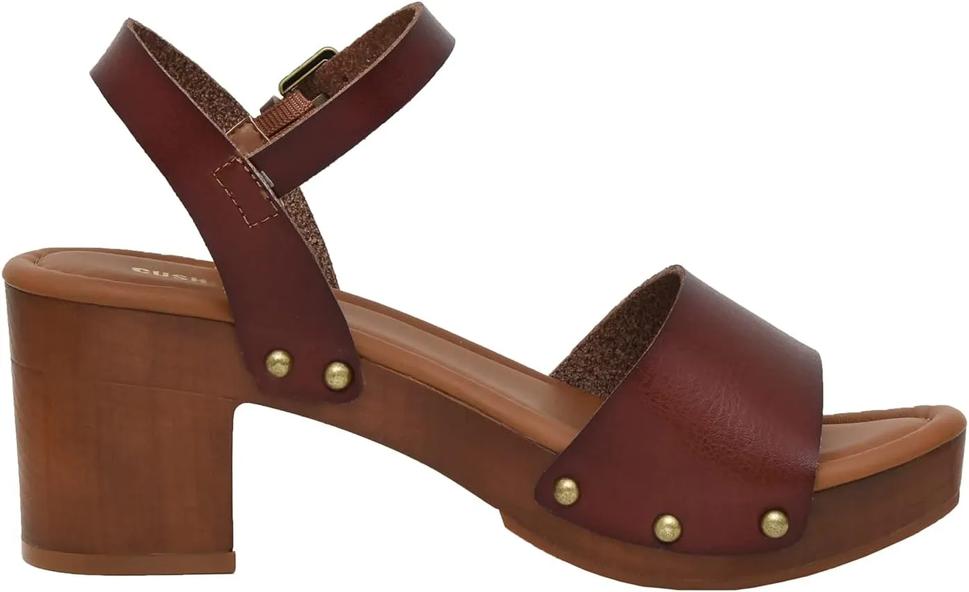 CUSHIONAIRE Women's Sloan Faux Wood Sandal  Memory Foam Insole & LiteSole Technology -Wide Widths Available
