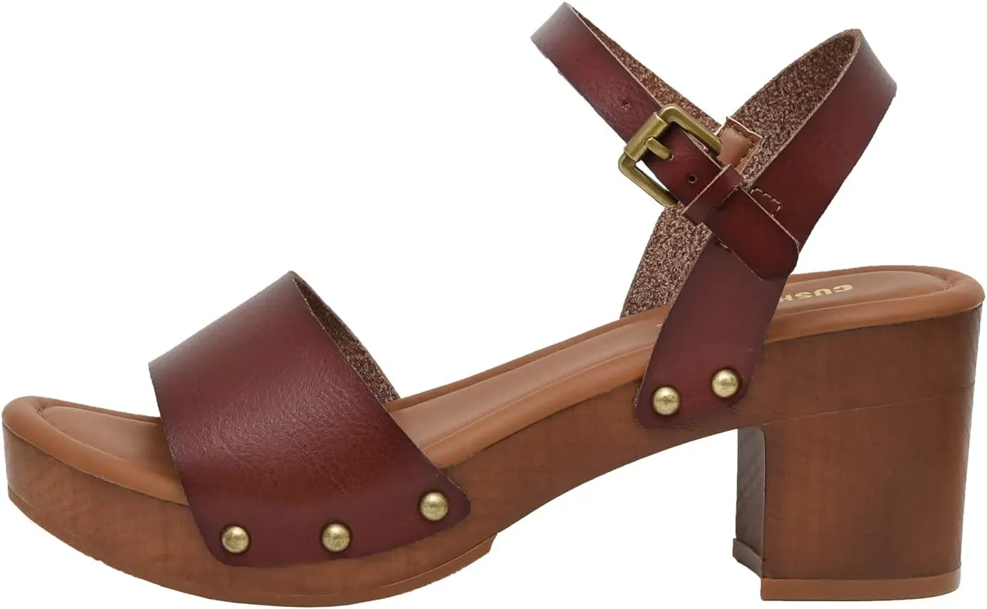 CUSHIONAIRE Women's Sloan Faux Wood Sandal  Memory Foam Insole & LiteSole Technology -Wide Widths Available