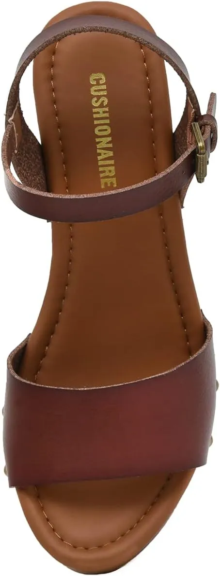 CUSHIONAIRE Women's Sloan Faux Wood Sandal  Memory Foam Insole & LiteSole Technology -Wide Widths Available