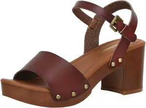 CUSHIONAIRE Women's Sloan Faux Wood Sandal  Memory Foam Insole & LiteSole Technology -Wide Widths Available