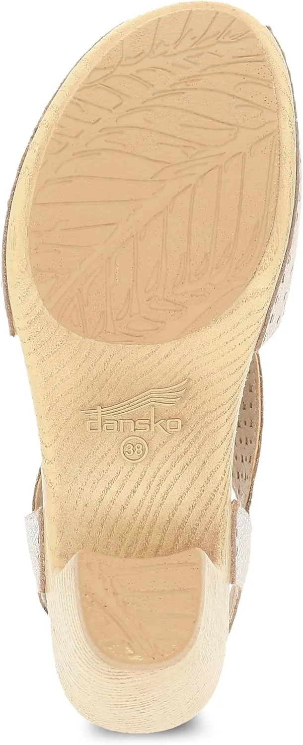 Dansko Teagan Stylish Peep Toe Sandal for Women - Quality Leathers with Laser Cut Details and a Heel for a Classy, All-Day Look - Cushioned, Contoured Footbed for All-Day Comfort