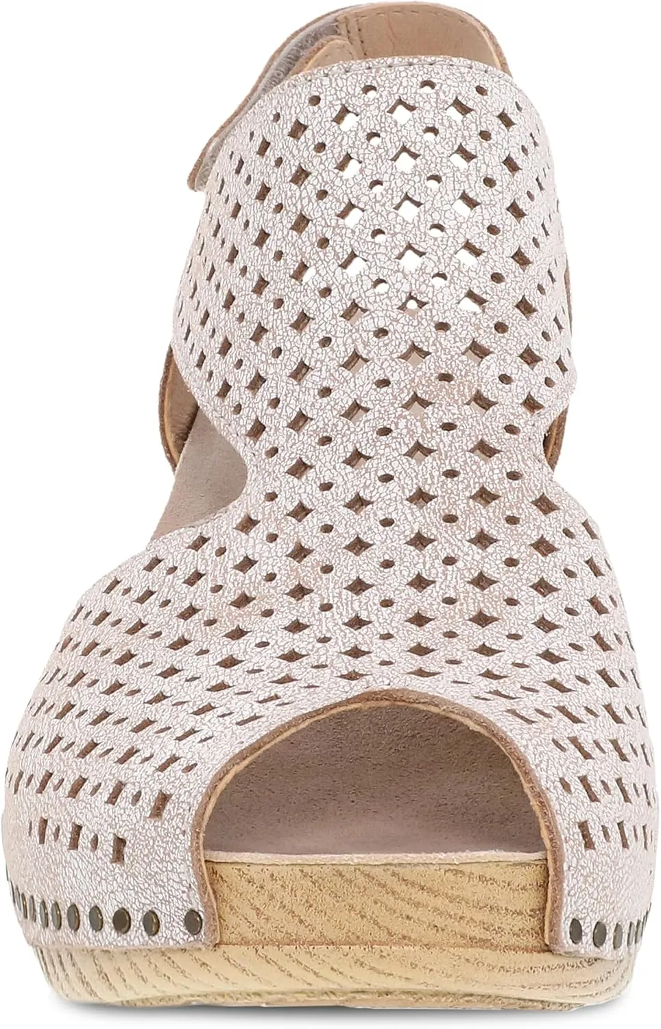 Dansko Teagan Stylish Peep Toe Sandal for Women - Quality Leathers with Laser Cut Details and a Heel for a Classy, All-Day Look - Cushioned, Contoured Footbed for All-Day Comfort