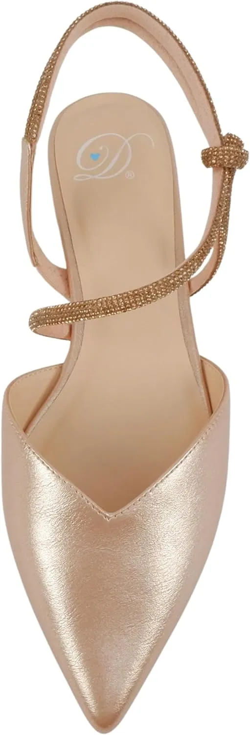 Delicious Victoria ~ Women Pointed Toe Slingback Flat Bridal Dress Pumps