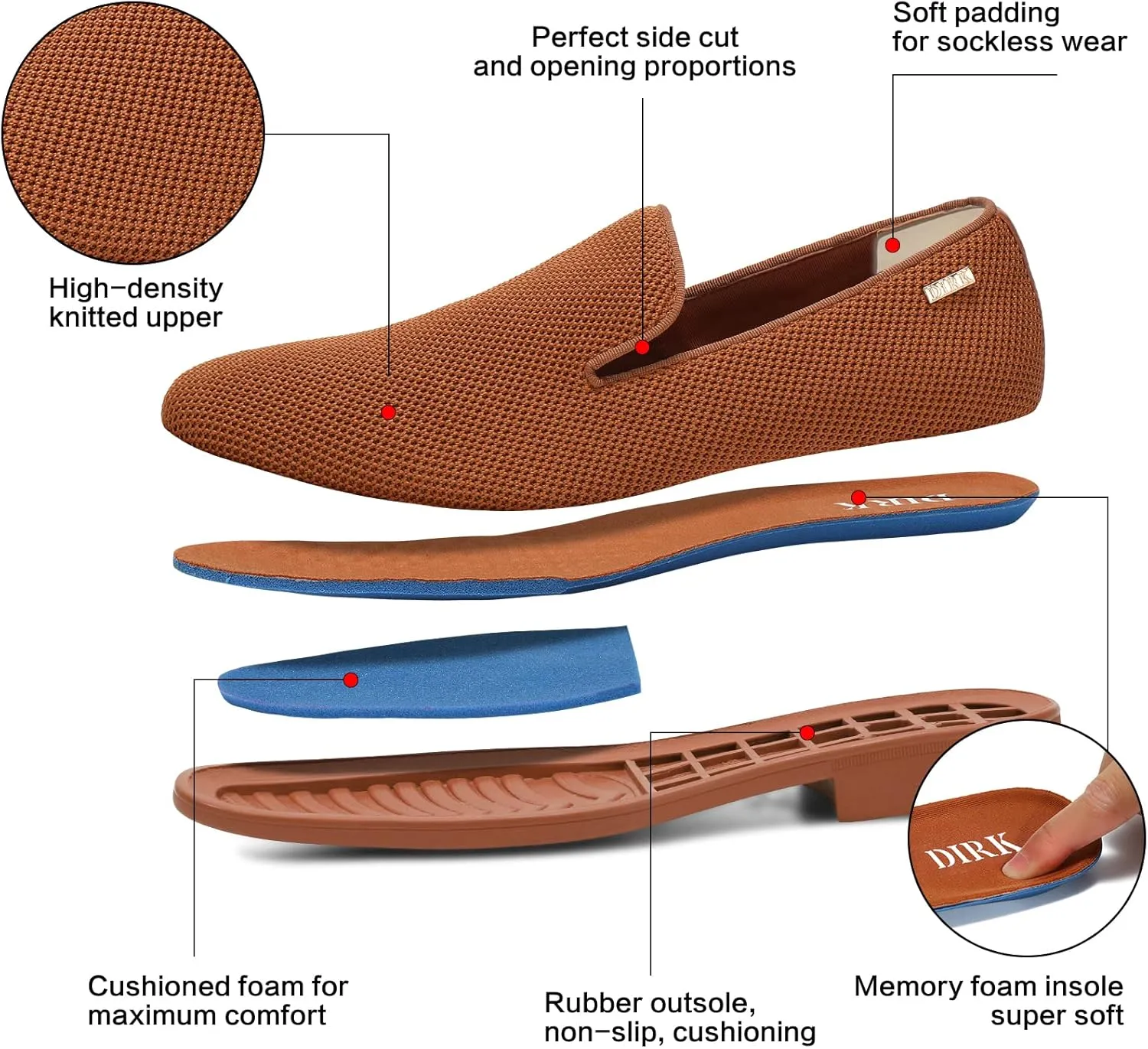 Dirk Dress Shoes for Men Tuxedo Shoes Slip-On Loafer Casual Oxford Shoes Fashion Lightweight