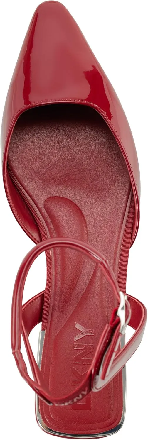 DKNY Women's Cacia Pointed Toe Ballet Flat with Ankle Strap Mule