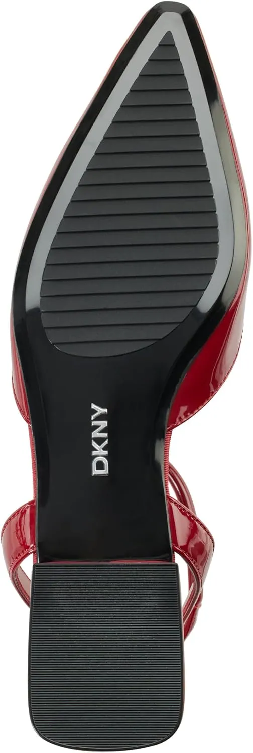 DKNY Women's Cacia Pointed Toe Ballet Flat with Ankle Strap Mule