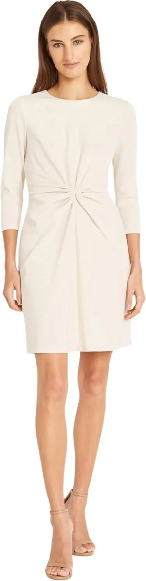 Donna Morgan Sleek and Simple 3/4 Sleeve Shift Center Ruching Flattering Detail | Work Dress for Women