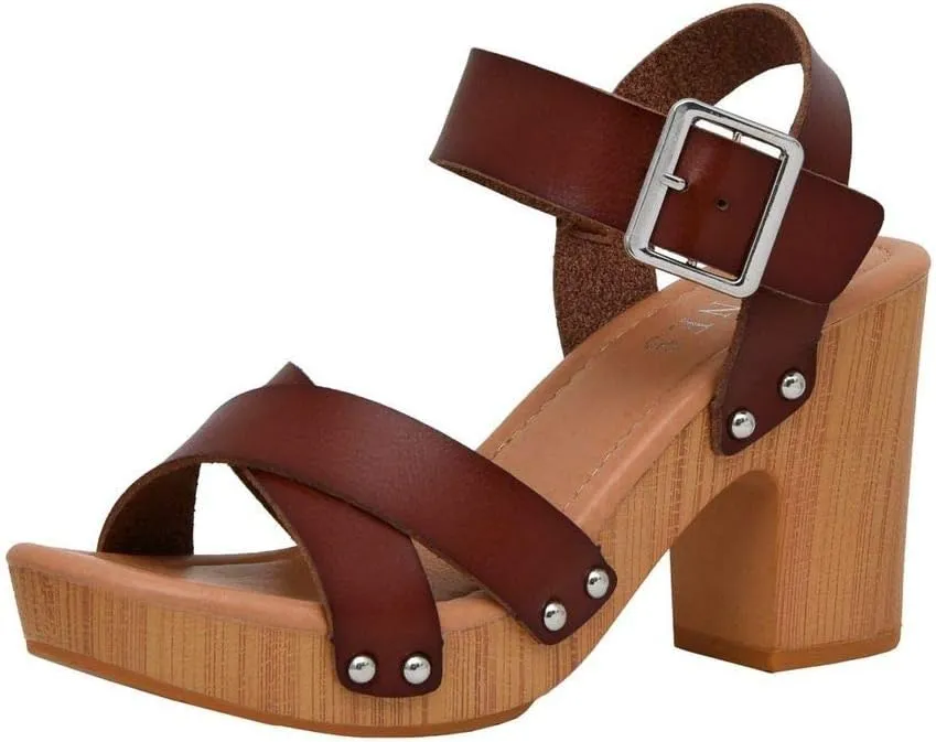 Dunes Women's Sayer Faux Wood Sandal  Comfort Foam & LiteSole Technology