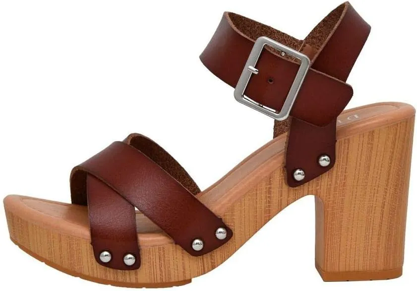 Dunes Women's Sayer Faux Wood Sandal  Comfort Foam & LiteSole Technology