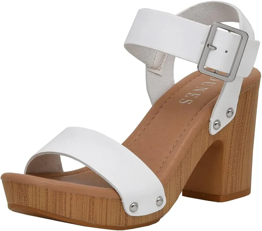 Dunes Women's Sydney Faux Wood Sandal  Memory Foam & LiteSole Technology