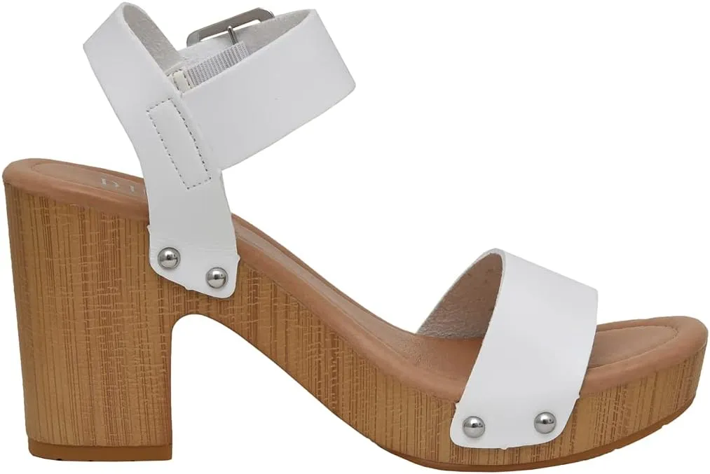 Dunes Women's Sydney Faux Wood Sandal  Memory Foam & LiteSole Technology