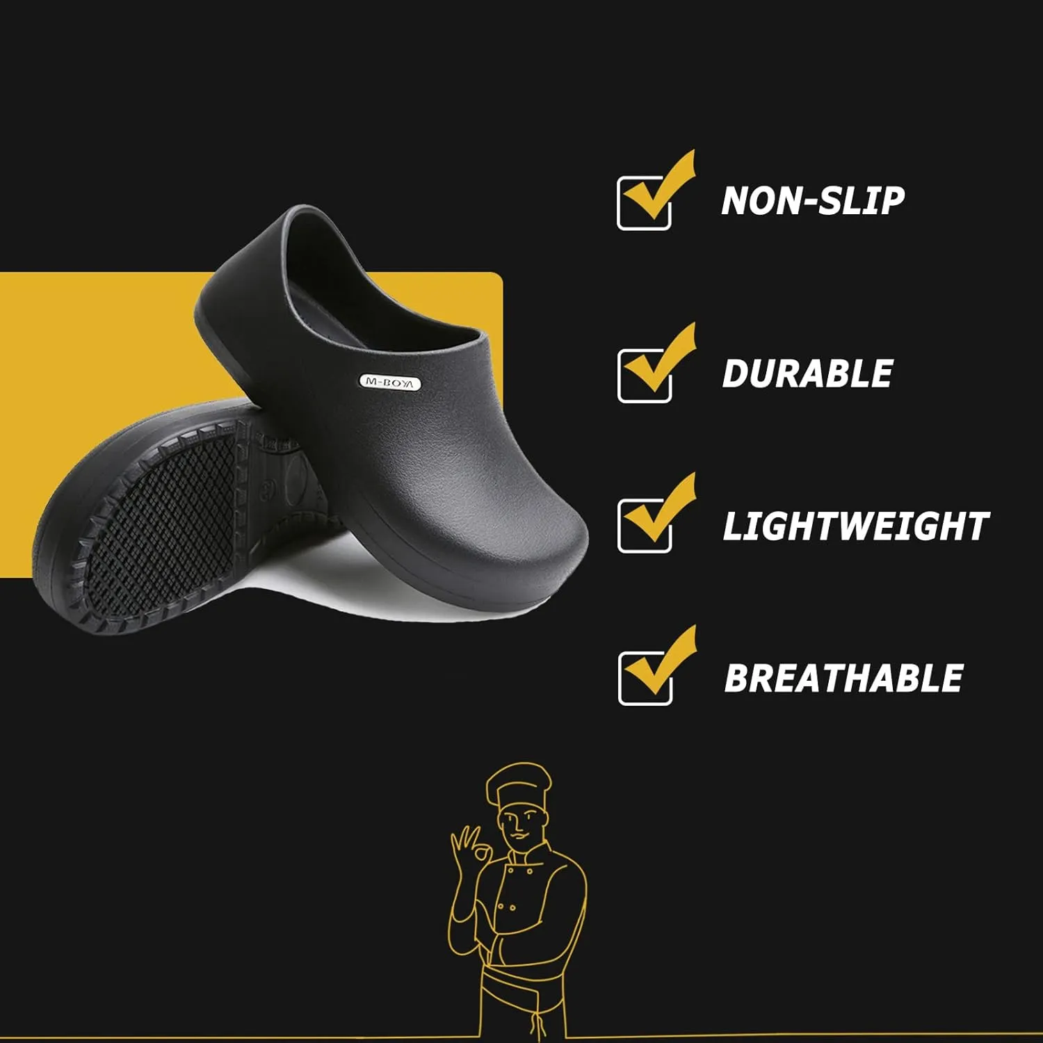 Eliogn Men's and Women's Slip-Resistant Work Shoes Professional Oil Water Resistant Nursing Chef Shoes