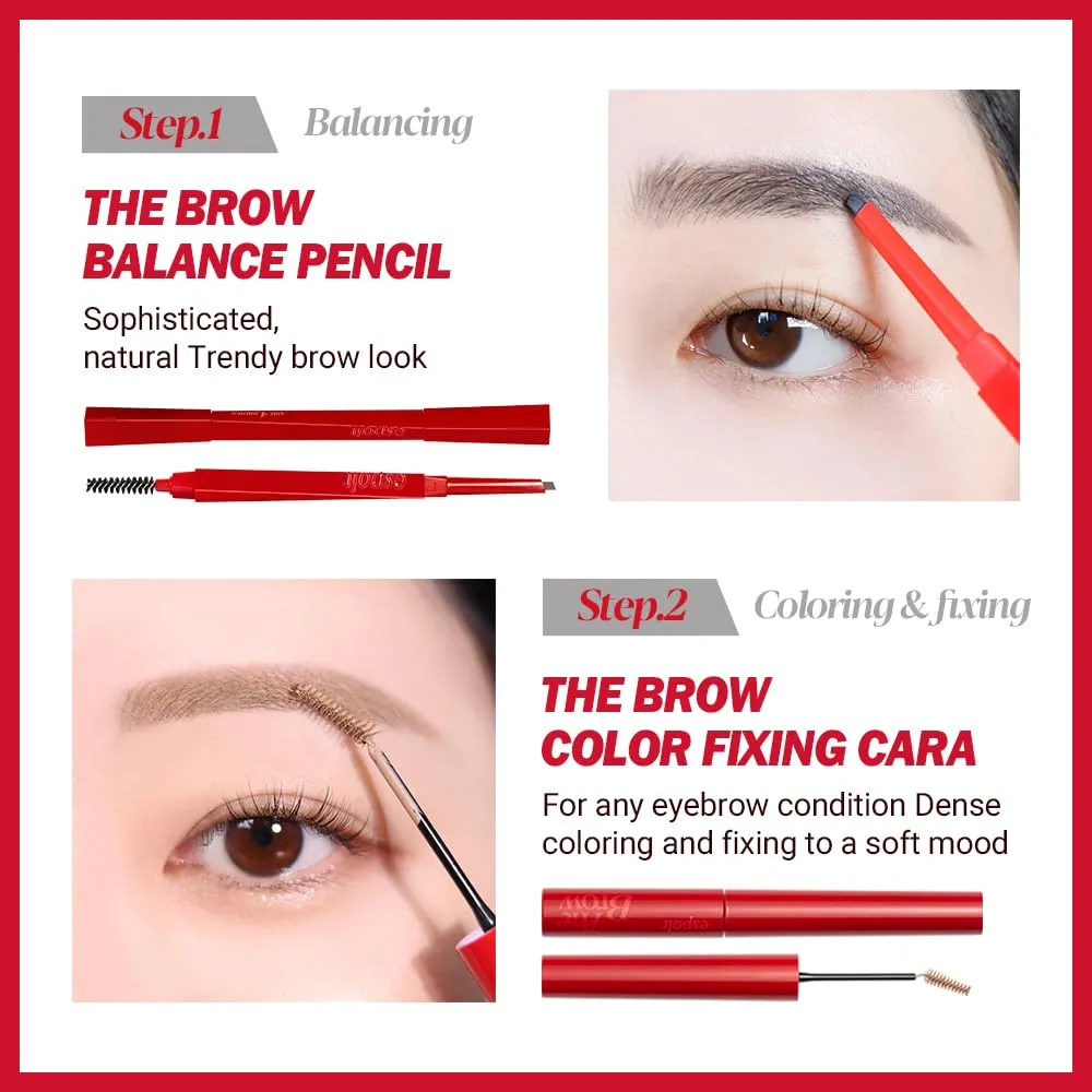 Espoir The Brow Balance Pencil #5 Light Brown | Eye Brow Pencil Quick and Easy to Draw without Clumping with Slim Triangle Shape| A Detailed and Rich Eyebrow Texture | Korean Eyebrow Makeup