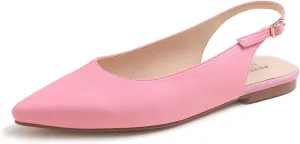 FEVERSOLE Pointed Toe Casual Slingback Flat Mules Women's Fashion Buckle Strap Slide Summer Slippers