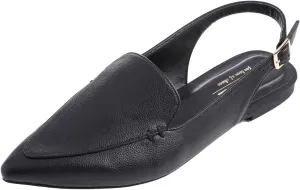 FEVERSOLE Pointed Toe Casual Slingback Flat Mules Women's Fashion Buckle Strap Slide Summer Slippers