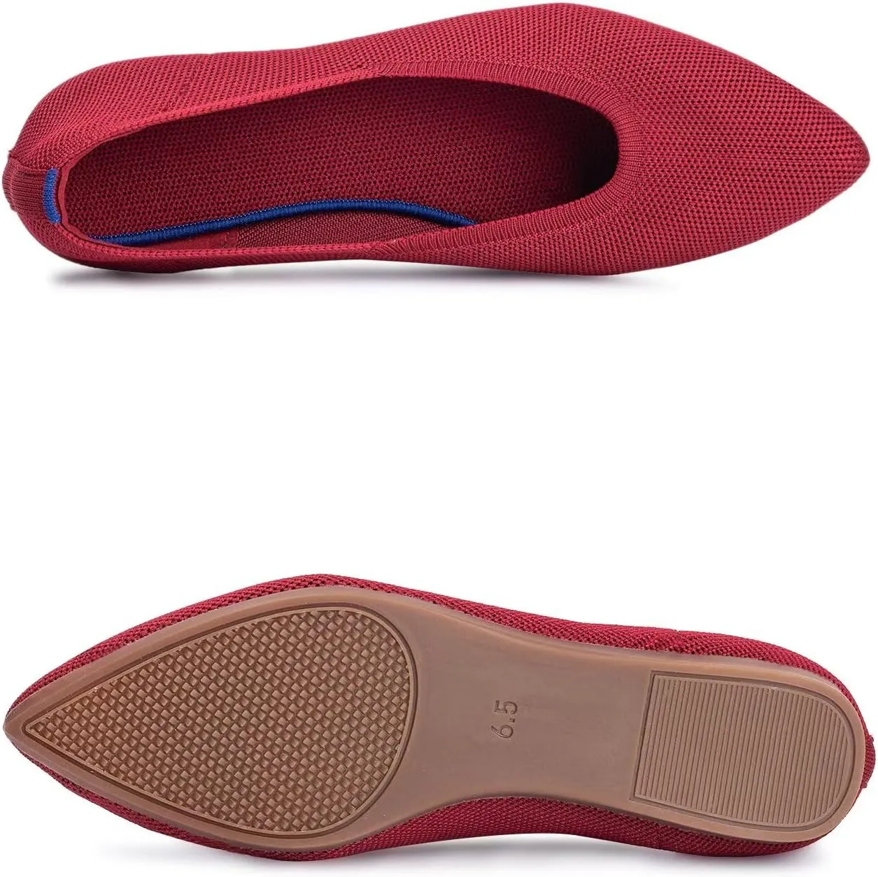Frank Mully Womens Pointed Toe Flats Knit Dress Shoes Comfort Women Shoes Slip On Shoes for Woman Classic Softable Shoes Low Wedge