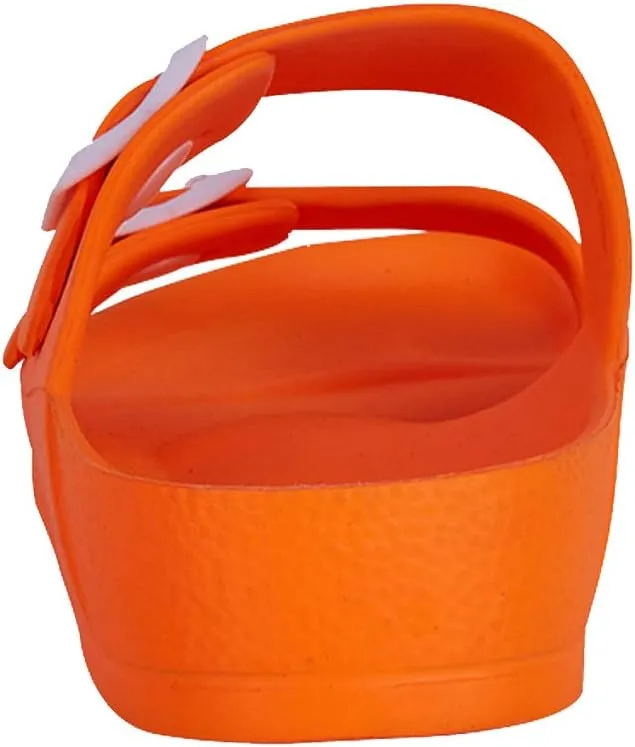 FUNKYMONKEY Women's Comfort Slides Double Buckle Adjustable Plastics Flat Sandals