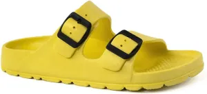 FUNKYMONKEY Women's Comfort Slides Double Buckle Adjustable Plastics Flat Sandals