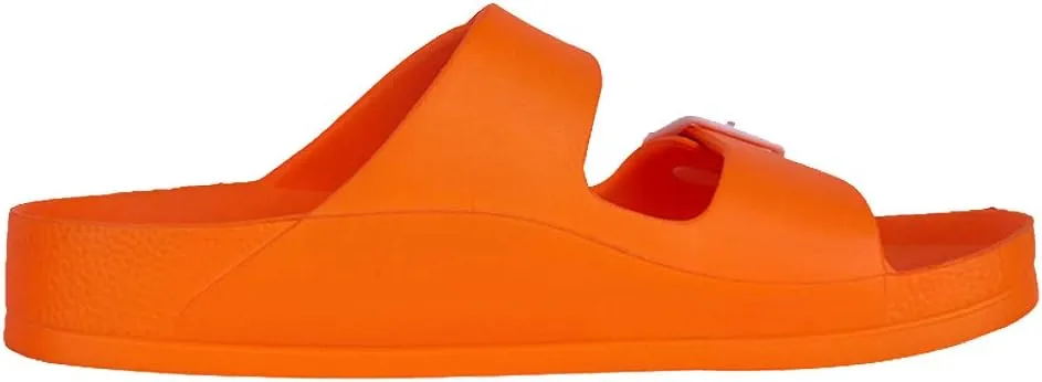 FUNKYMONKEY Women's Comfort Slides Double Buckle Adjustable Plastics Flat Sandals