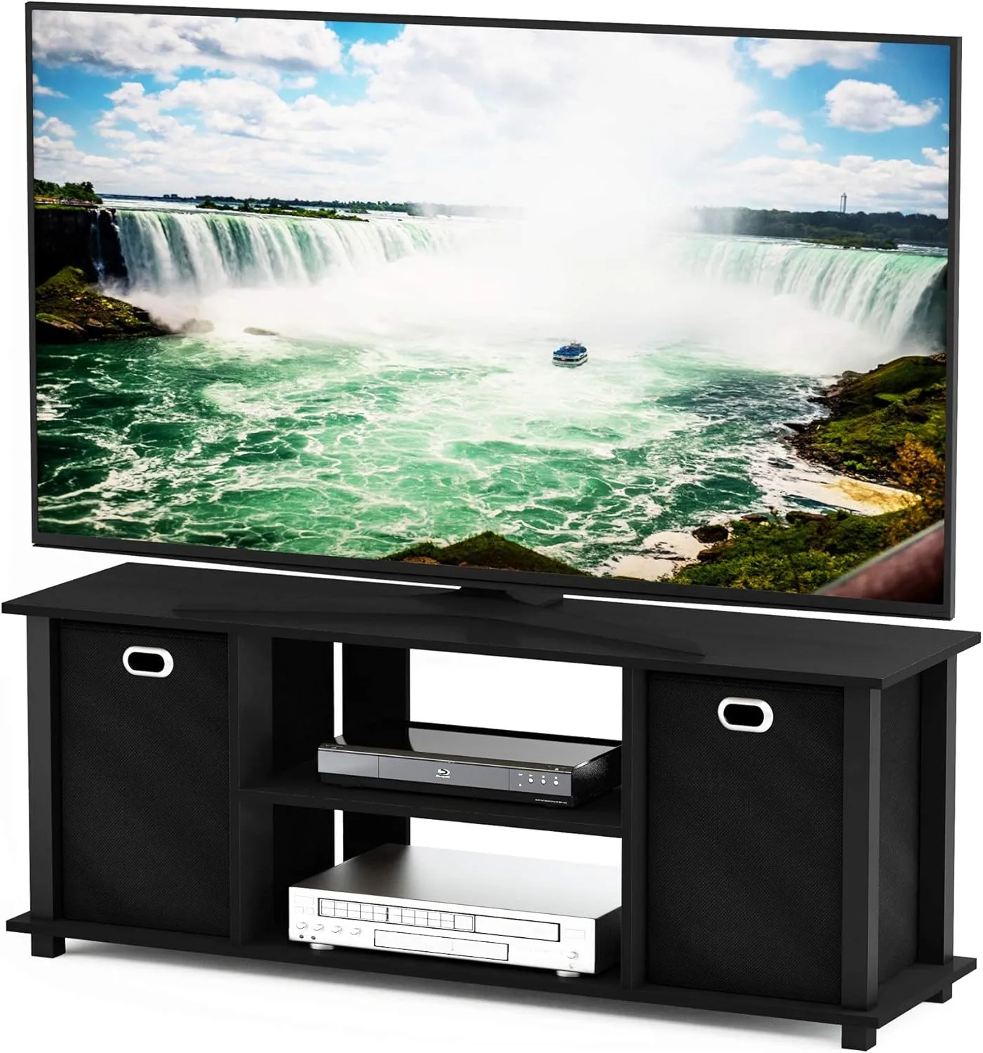 Furinno Econ Entertainment Center, Black/Black