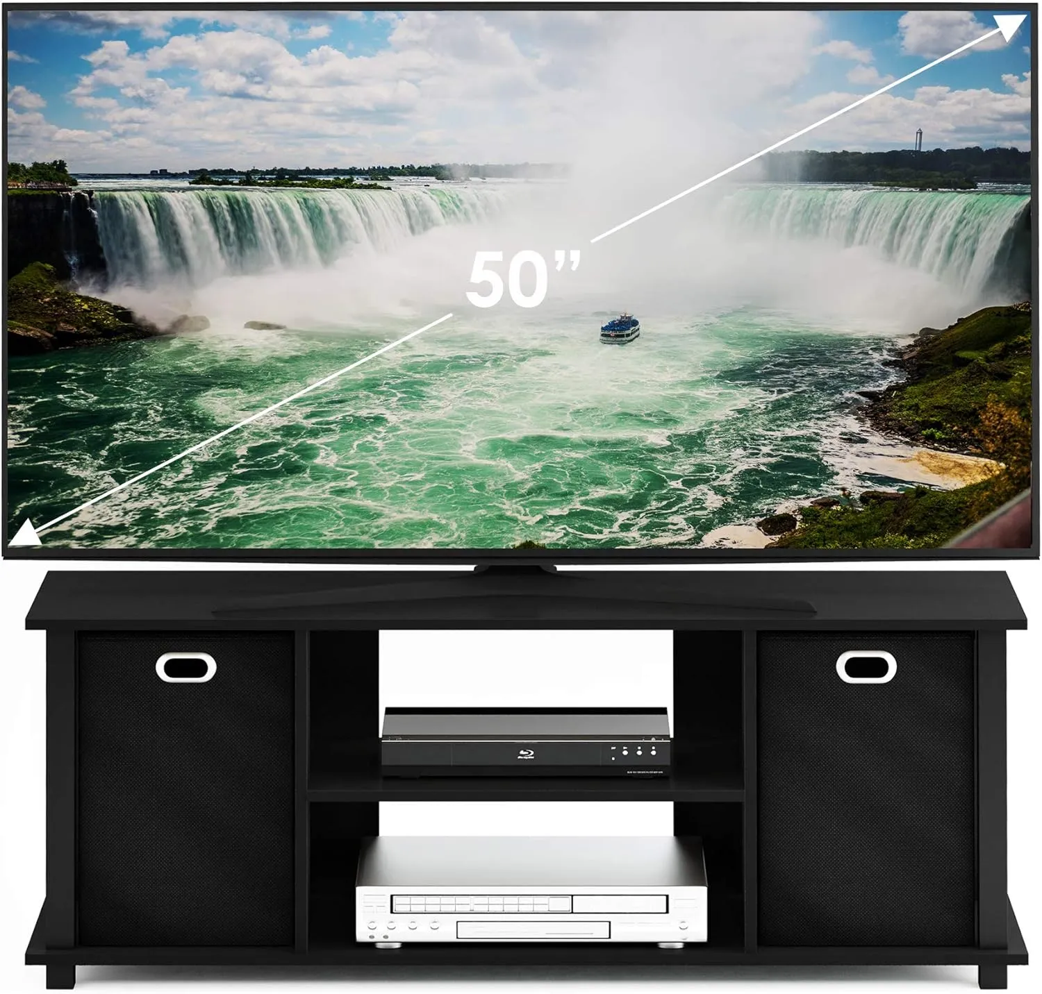 Furinno Econ Entertainment Center, Black/Black