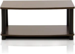 Furinno Turn-N-Tube No Tools 2-Tier Elevated TV Stand, Plastic Round Tubes, Dark Brown/Black