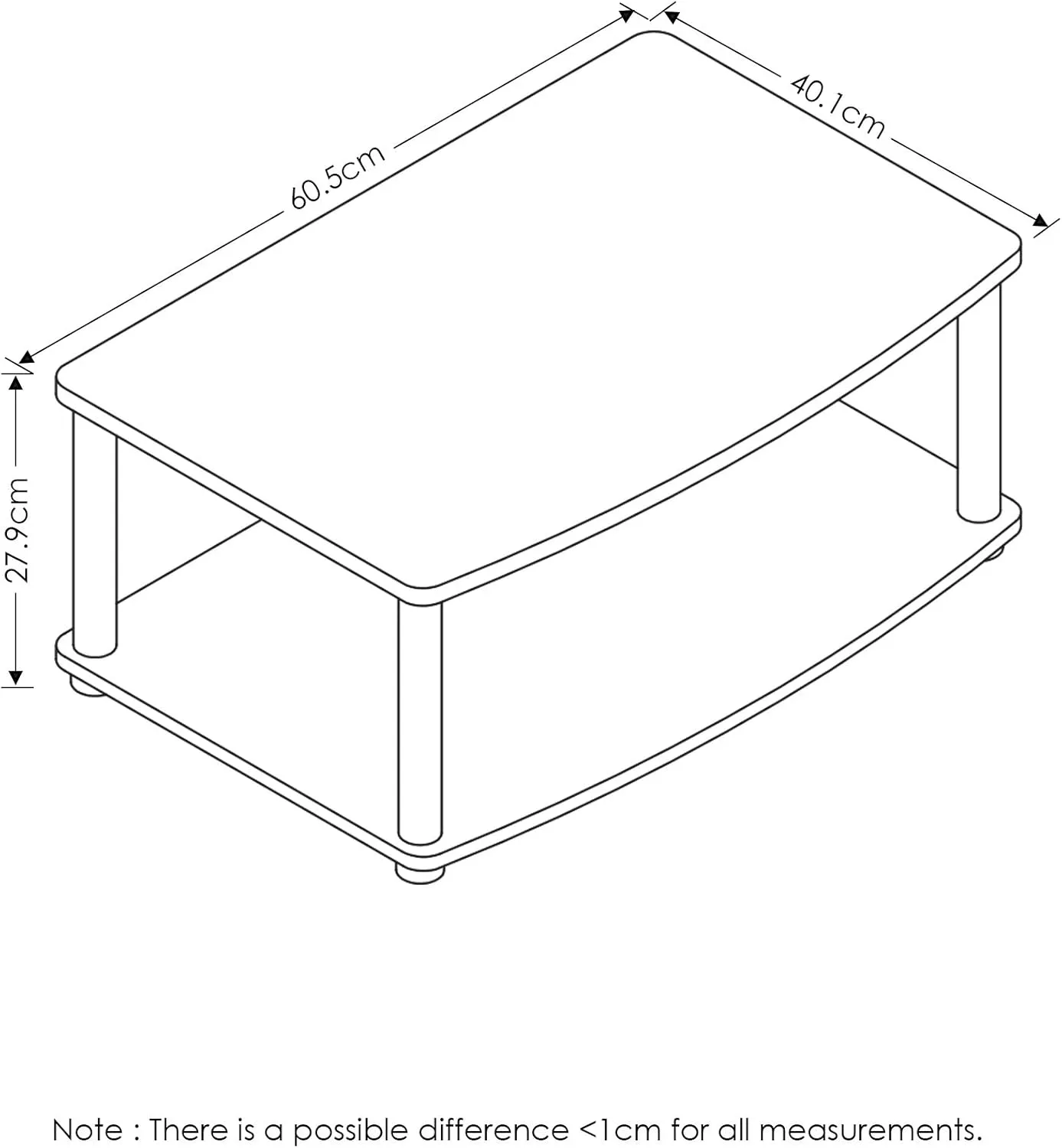Furinno Turn-N-Tube No Tools 2-Tier Elevated TV Stand, Plastic Round Tubes, Dark Brown/Black