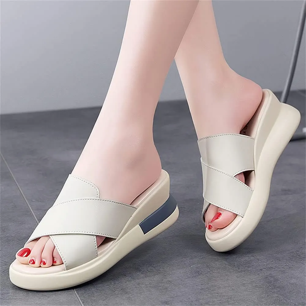 GEXECEUSS Womens Wedge Sandals Slope Heel Thick Bottom Slip On Slippers Non Slip Vintage Open Toe Sandals for Street Work School Beach