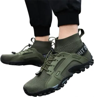 Hbeylia Men's Hiking Shoes Breathable Mesh Air High Top Blade Non-Slip Walking Climbing Trekking Sneakers Knit Lightweight Backpacking Running Trailing Outdoor Sport Shoes For Men