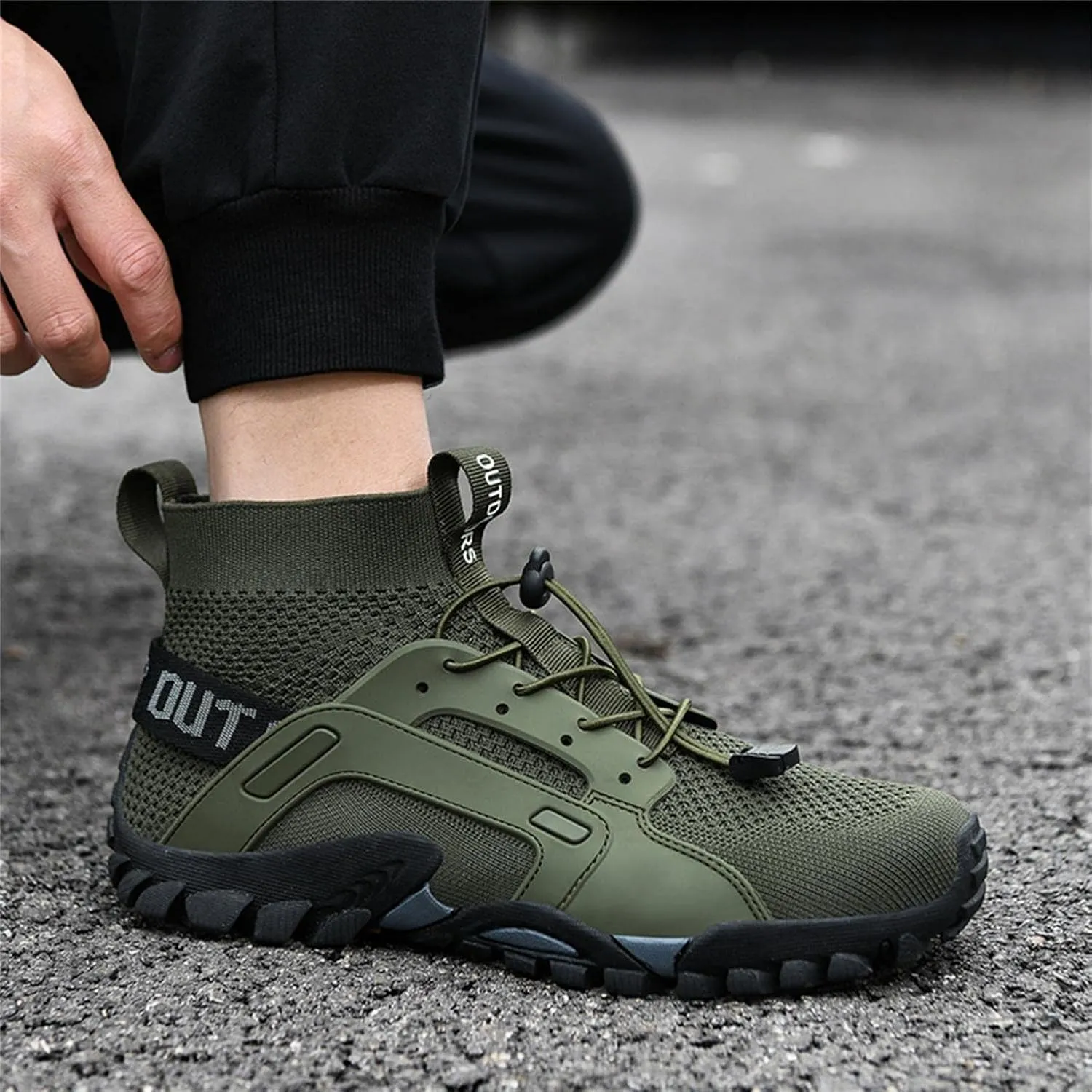 Hbeylia Men's Hiking Shoes Breathable Mesh Air High Top Blade Non-Slip Walking Climbing Trekking Sneakers Knit Lightweight Backpacking Running Trailing Outdoor Sport Shoes For Men