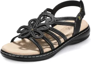 IDIFU Women's Sandals Strappy Back Strap Open Toe Slingback Sandals Summer Beach Walking Wedding Bridal Dress Sandals for Women Travel Dressy Comfortable Trendy Casual Flats Sandals - Wide Width