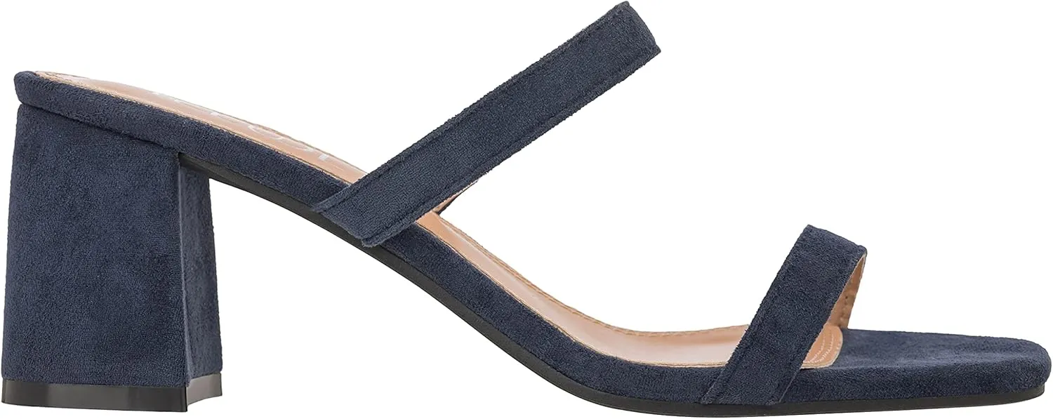 ILLUDE Women’s Block Heel Double Band Square Toe Heeled Sandal Slip On Mule - Lisa