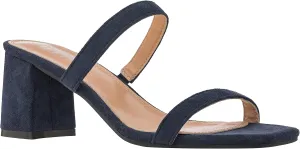 ILLUDE Women’s Block Heel Double Band Square Toe Heeled Sandal Slip On Mule - Lisa