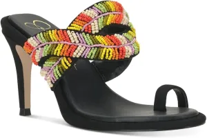 Jessica Simpson Womens Rixei Beaded Faux Suede Heels